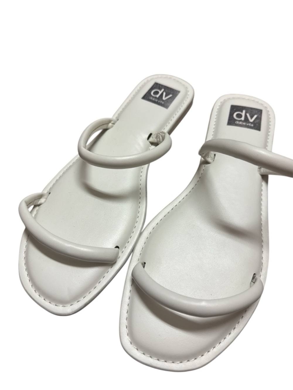 DV by Dolce Vita White Double Ring-Strap Slide Sandals